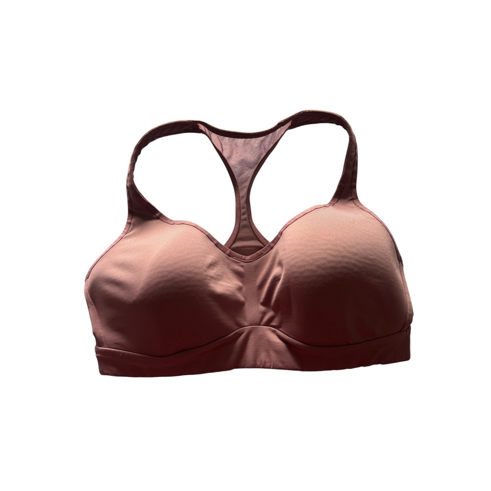Lululemon Racerback Sports Bra Mauve Pink Size 10 Molded Cups Mesh Panel - Picture 2 of 6